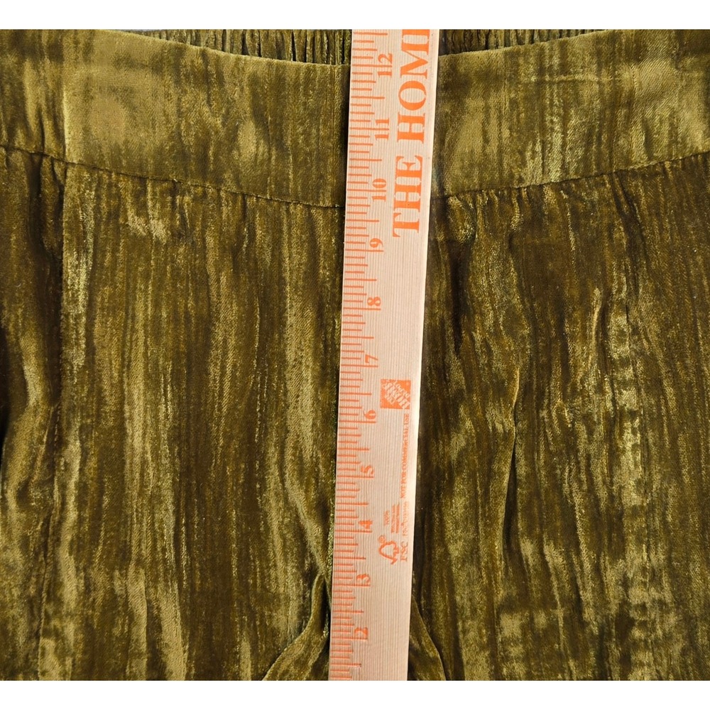 Natural Life Crushed Velvet Tiered Wide Leg Pants Chartreuse Gold Small Womens - Picture 8 of 10